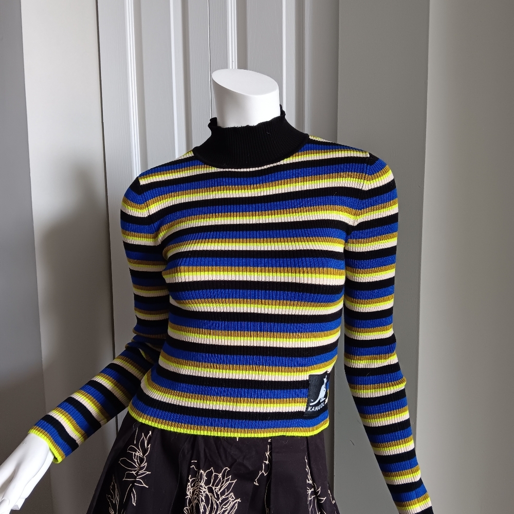 H&M Black, Blue, Yellow Striped Jersey Top